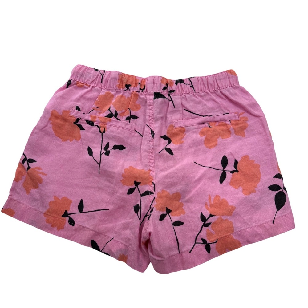 Cynthia Rowley 100% Linen Shorts Women XS Pink Floral Summer Beach Casual‎